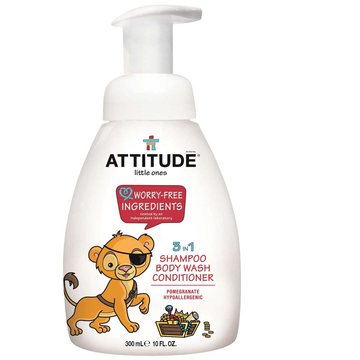 Attitude-Kids 3-in-1 Shampoo/Body Wash/Conditioner - Pomegrenate