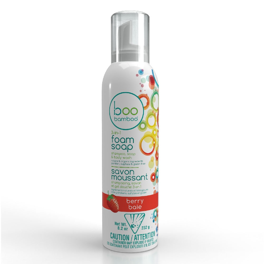 Boo Bamboo - Kids 3-in-1 Foam Soap - Shampoo + Soap + Body Wash - Berry