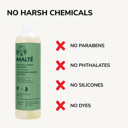 Shampoing hydratant et volumisant au parfum de bois