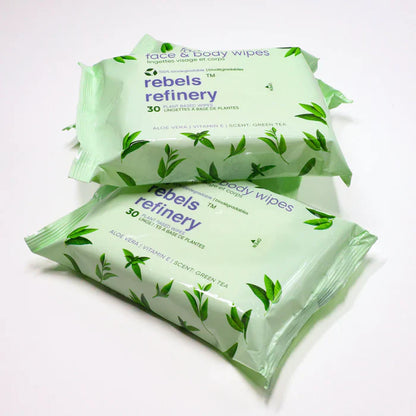 Green Tea Plant-Based Face & Body Wipes - Biodegrable