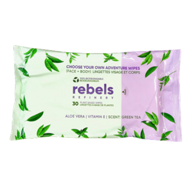 Green Tea Plant-Based Face & Body Wipes - Biodegrable